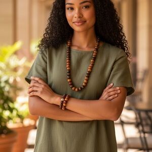 Wooden Bead Necklace and Bracelet